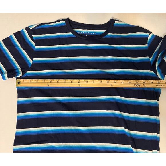 AEROPOSTAL T-Shirt Men's Large Blue Strips Short Sleeve - Picture 9 of 12